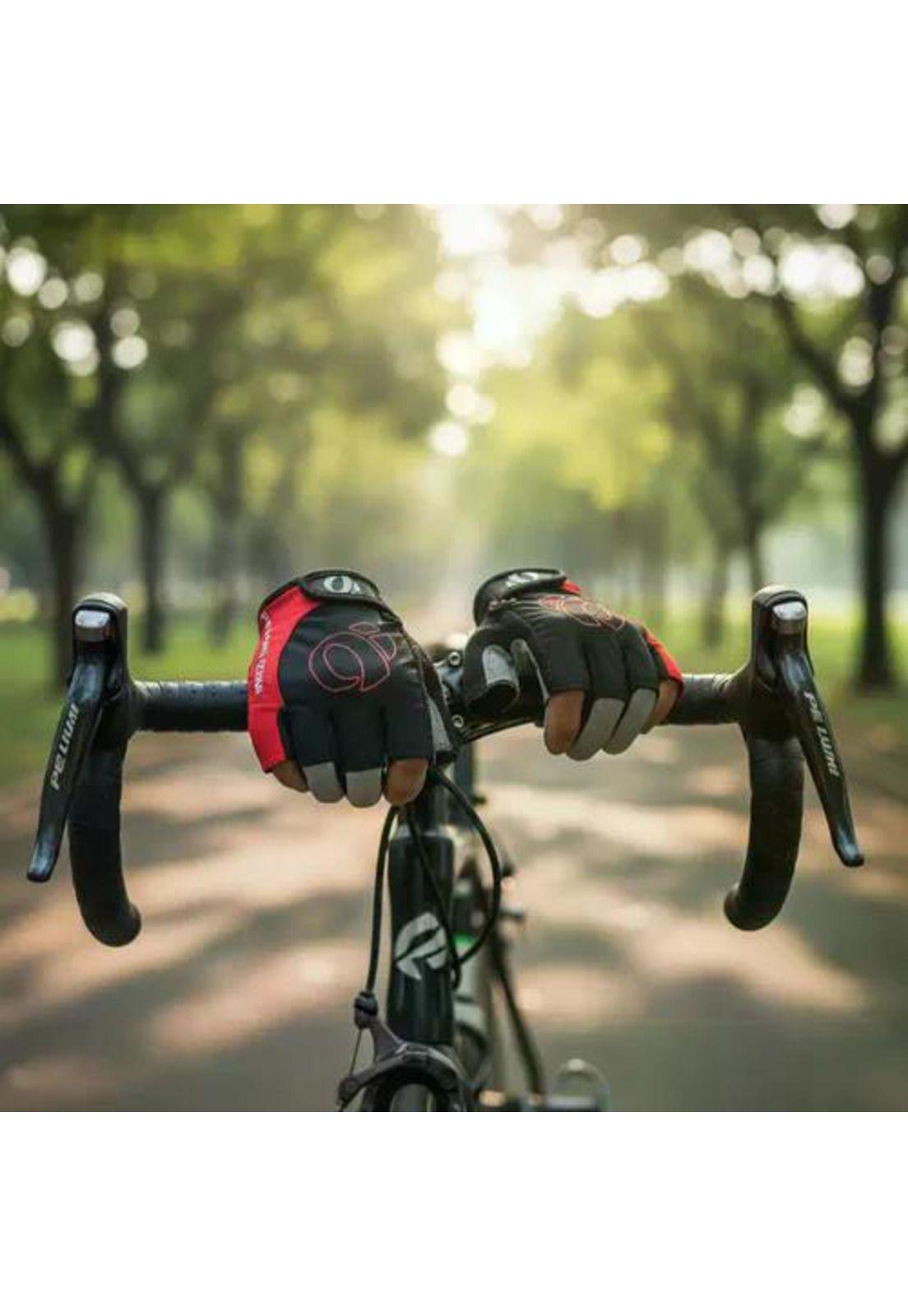 Kit Ciclista Casco Mtb Tipo Carbono + Guantes Gel Rojos Rojo S-6