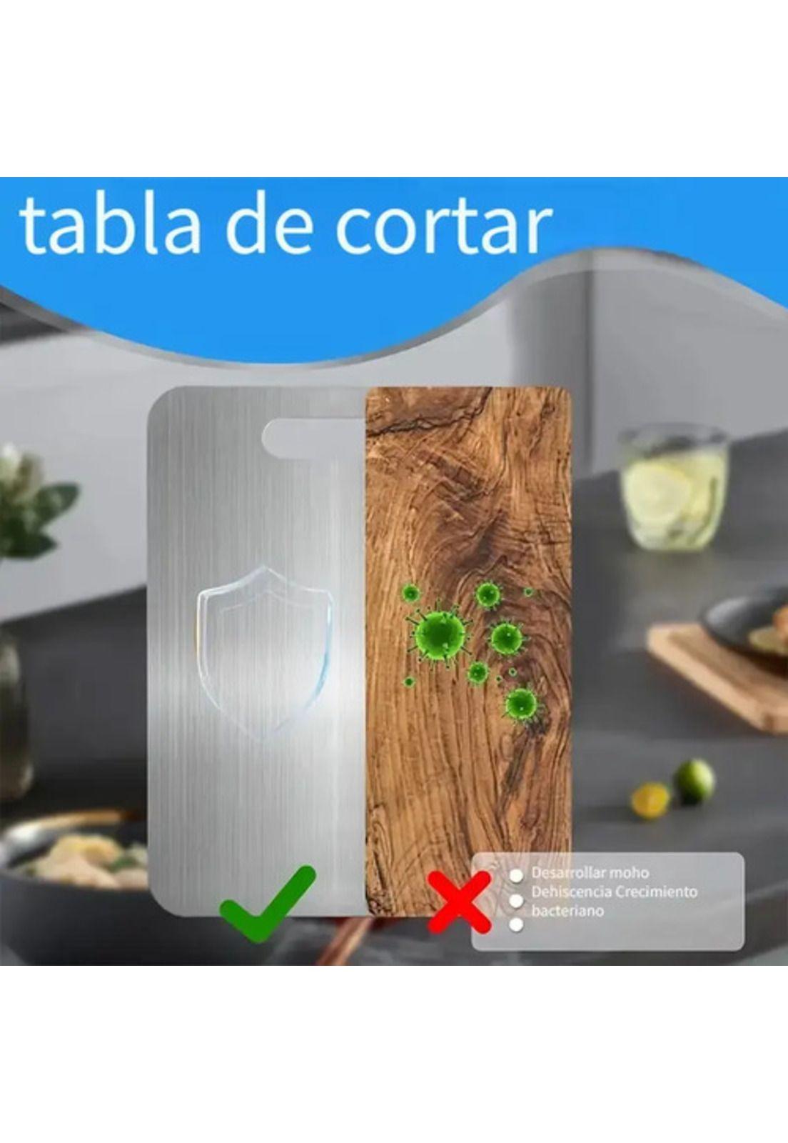 Tabla De Cortar Doble Cara Acero Inoxidable 36x25 Cocina Lisa-1