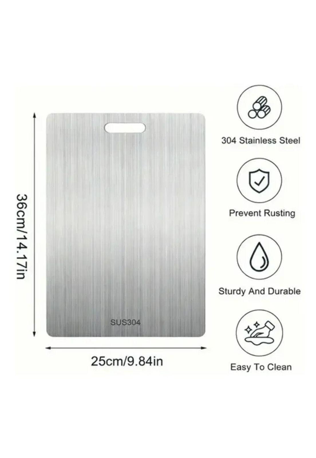 Tabla De Cortar Doble Cara Acero Inoxidable 36x25 Cocina Lisa-4