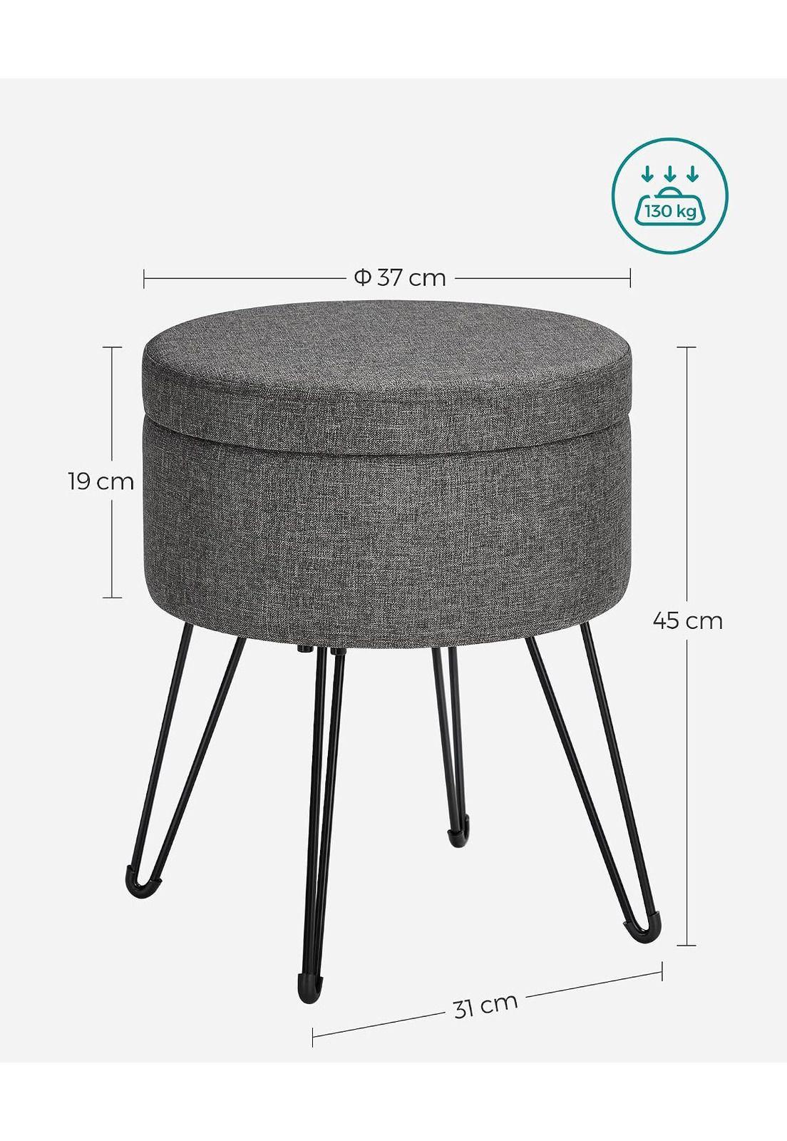 Taburete Puff Songmics Con Almacenaje 51 L Gris Oscuro-2