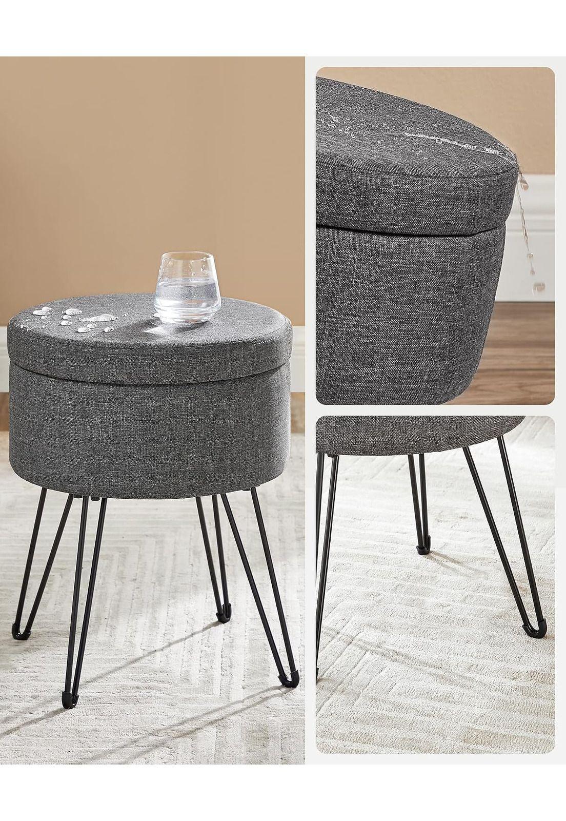 Taburete Puff Songmics Con Almacenaje 51 L Gris Oscuro-4