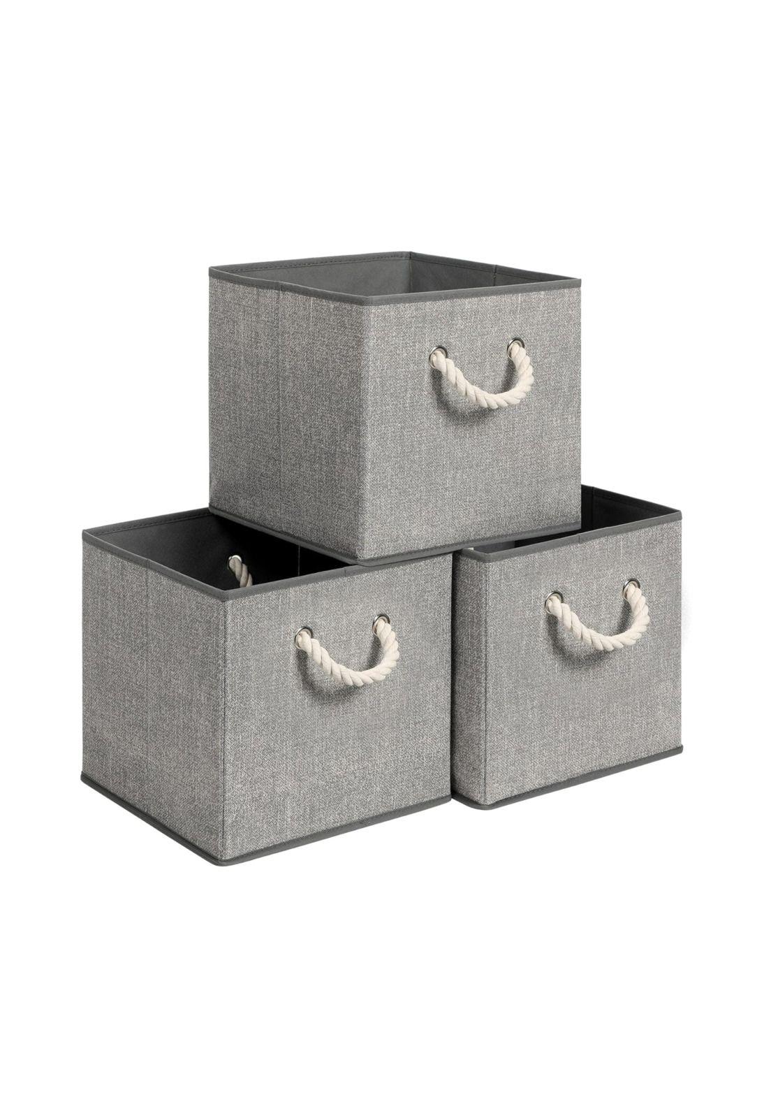Set De 3 Cajas Organizadoras De Tela Plegables Con Asas-0