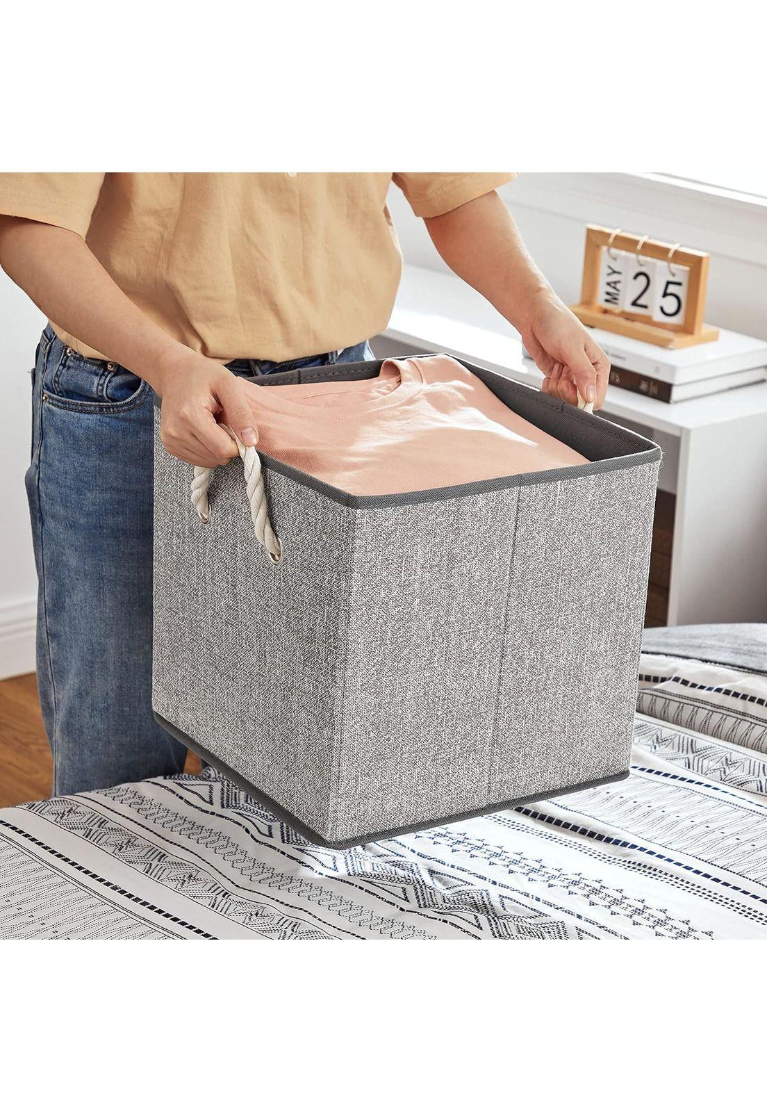Set De 3 Cajas Organizadoras De Tela Plegables Con Asas-4