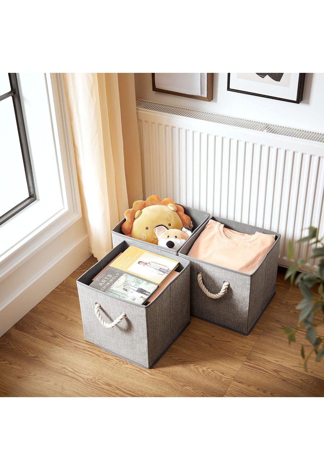 Set De 3 Cajas Organizadoras De Tela Plegables Con Asas-5