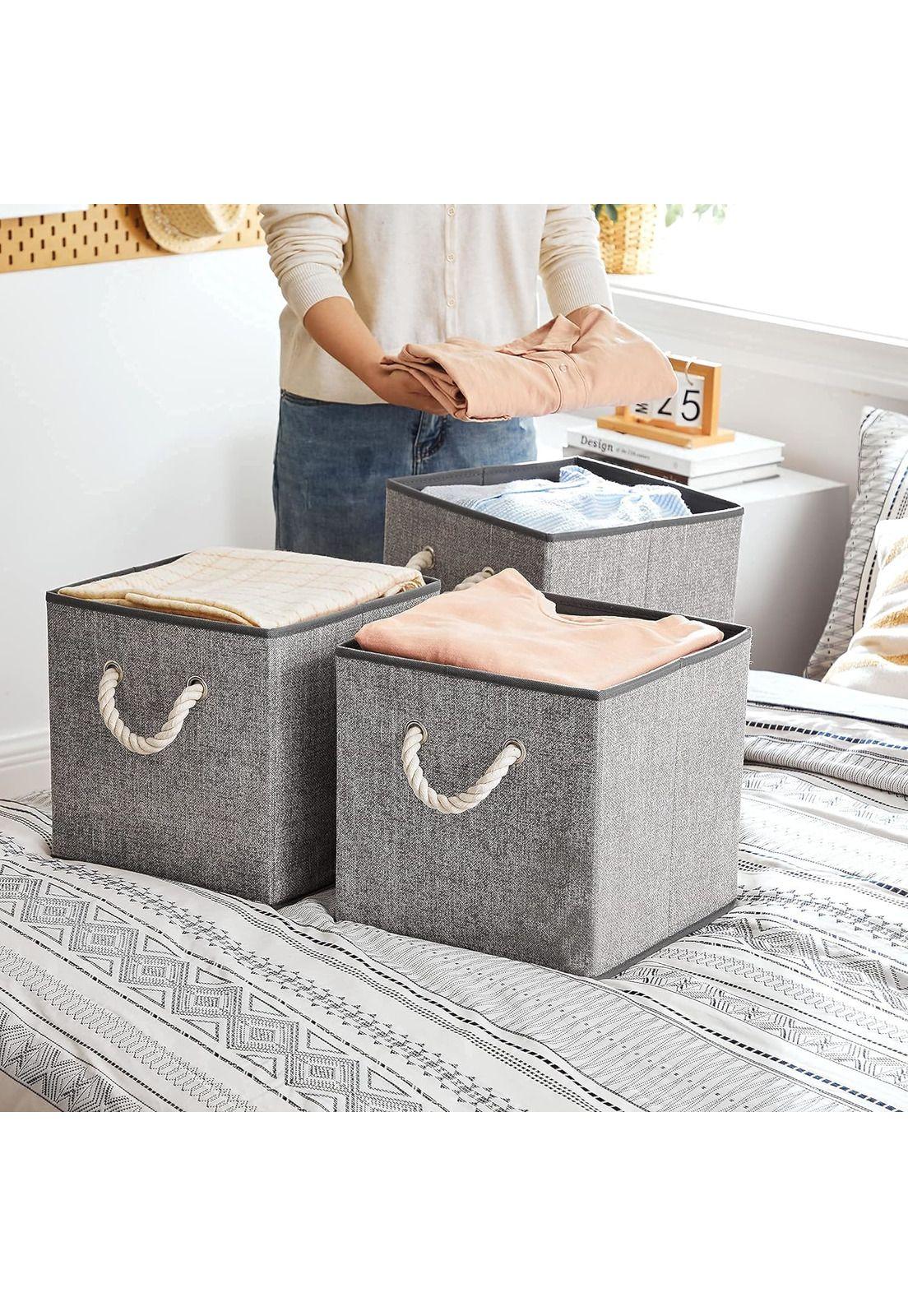 Set De 3 Cajas Organizadoras De Tela Plegables Con Asas-6