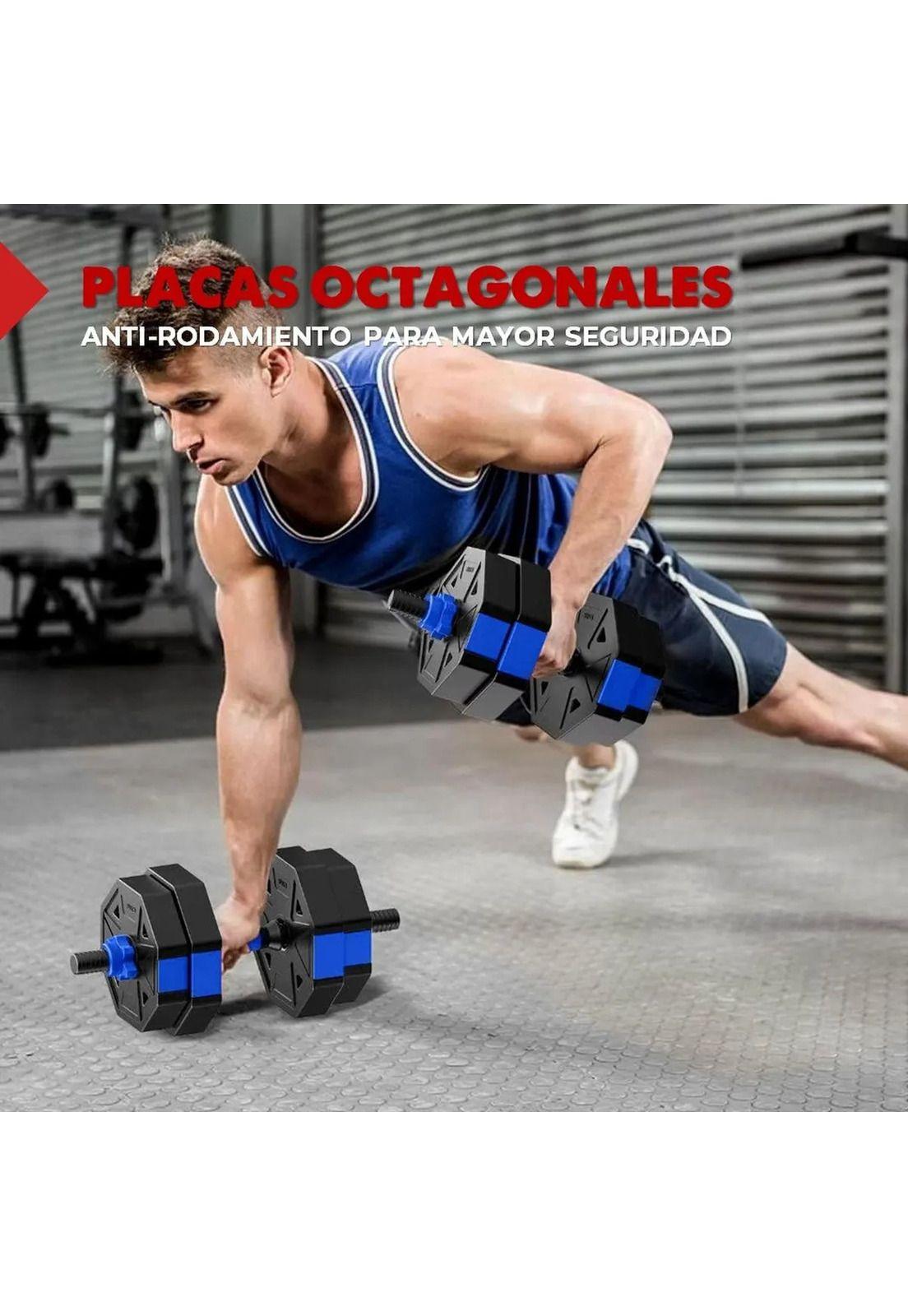 Set Mancuernas Ajustables Hexagonales 15 Kg 2en1 + Barra-2