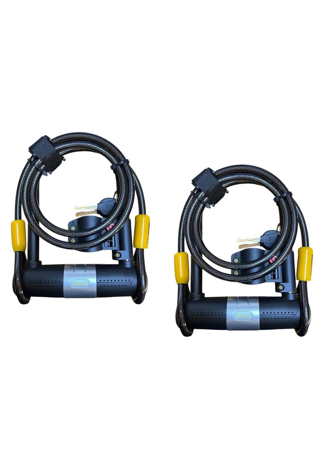Pack 2 Candados U-lock Bulldog Con Cable Para Bicicleta Negro-0