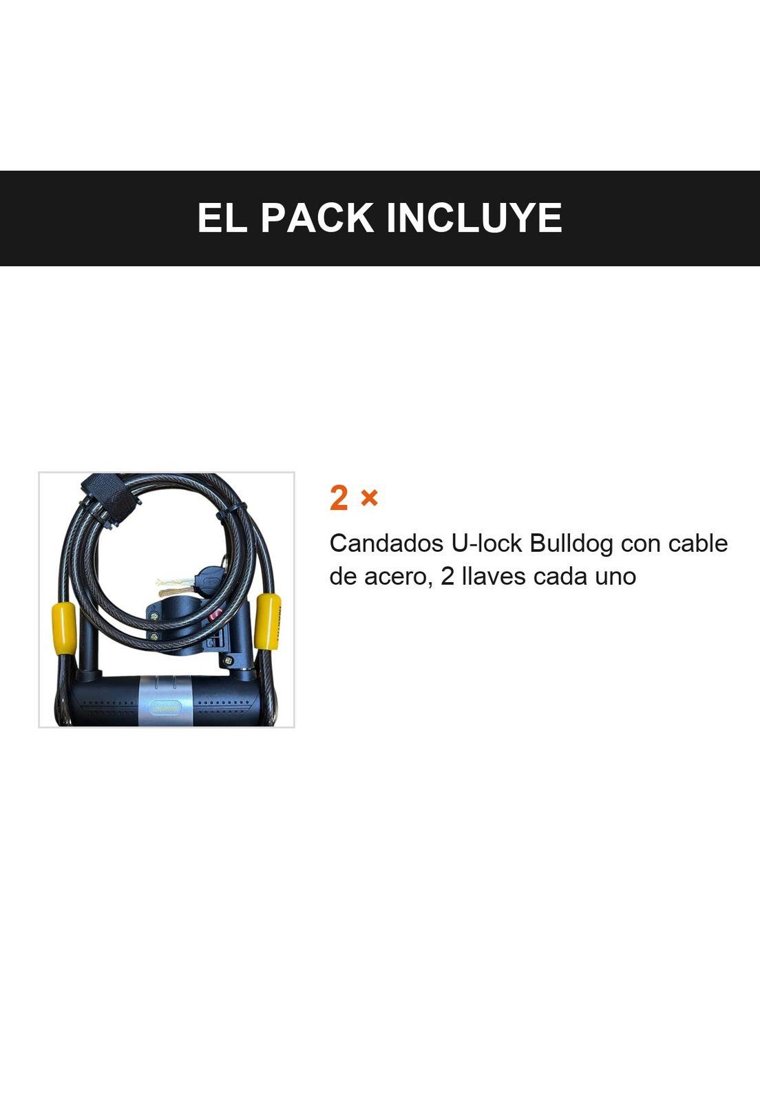 Pack 2 Candados U-lock Bulldog Con Cable Para Bicicleta Negro-1