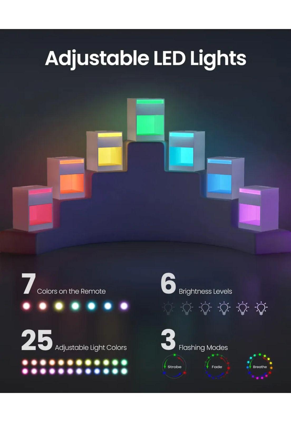 Velador Vasagle Con Luz LED USB Enchufes Y Cajón-1