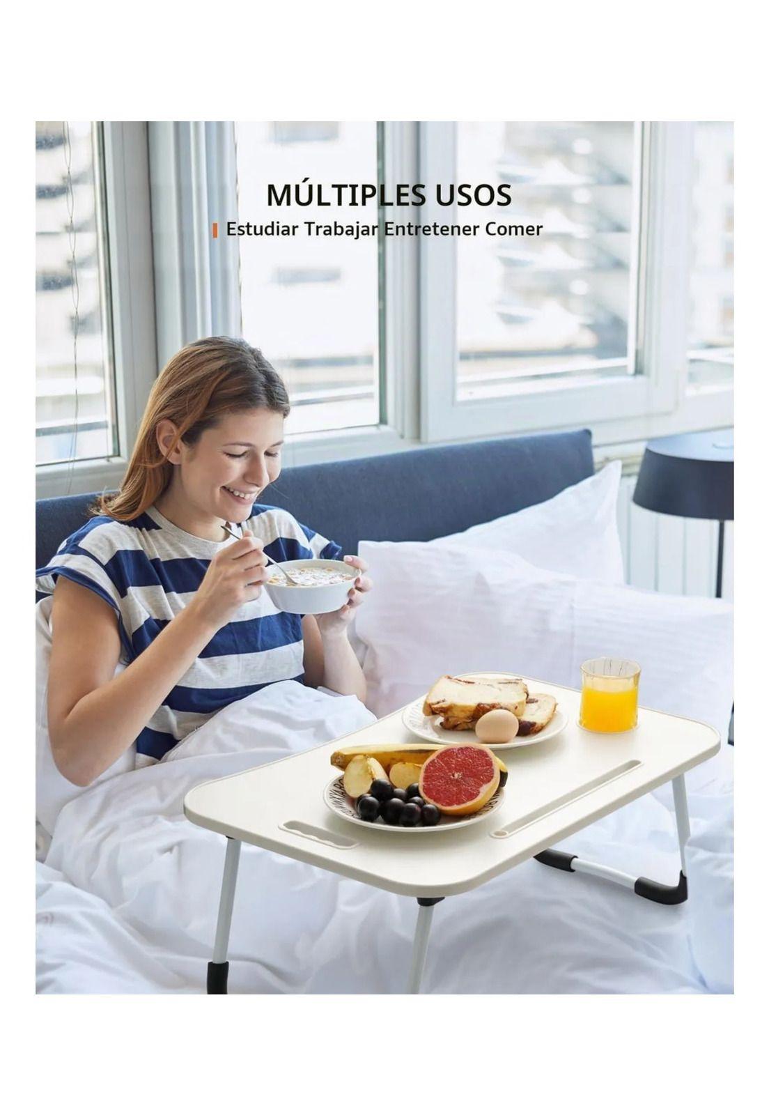 Mesa Notebook Plegable Cama Sofá Con Portavaso Blanco-1