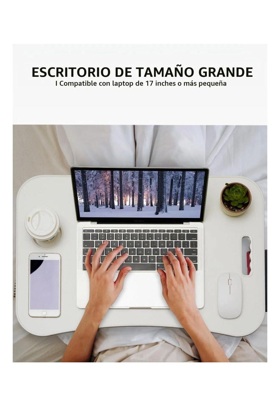 Mesa Notebook Plegable Cama Sofá Con Portavaso Blanco-3
