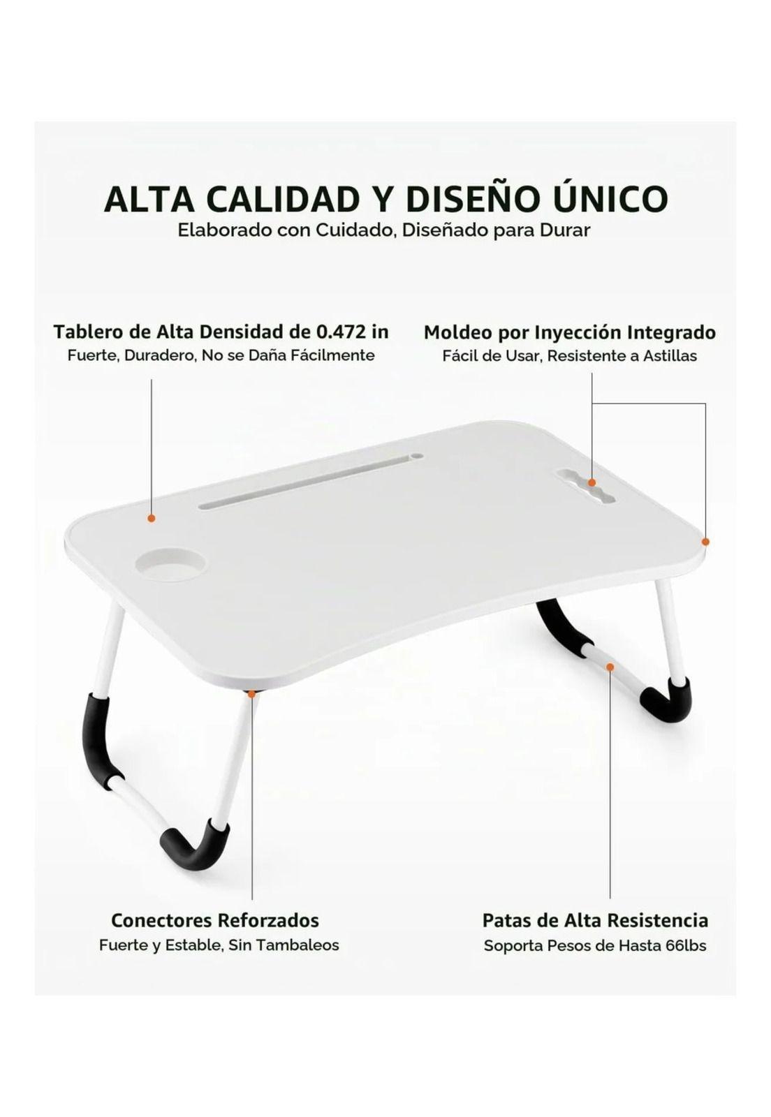 Mesa Notebook Plegable Cama Sofá Con Portavaso Blanco-4