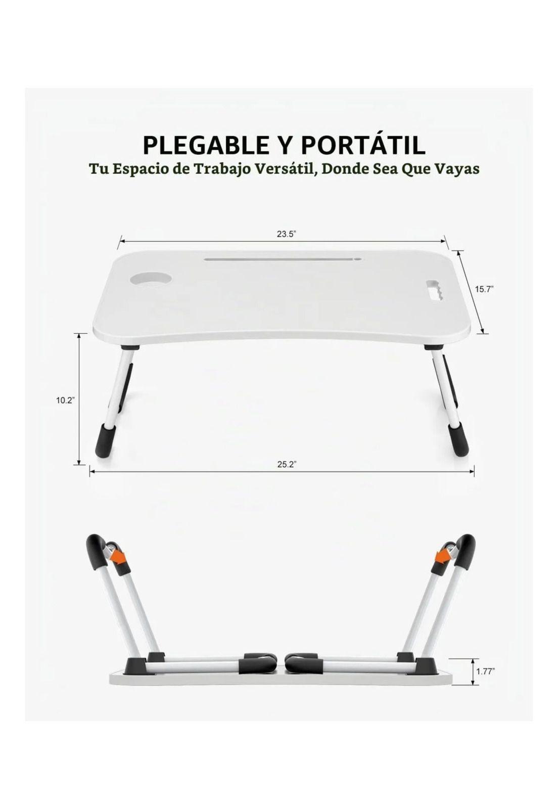 Mesa Notebook Plegable Cama Sofá Con Portavaso Blanco-5