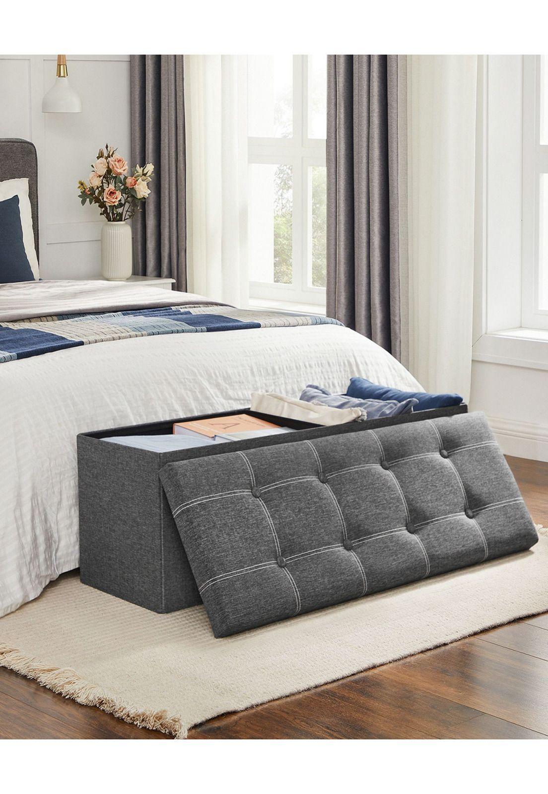 Puff Baúl SONGMICS 110 cm Banco Plegable Con Almacenamiento-3