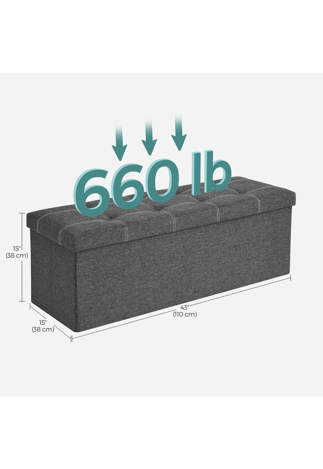 Puff Baúl SONGMICS 110 cm Banco Plegable Con Almacenamiento-6