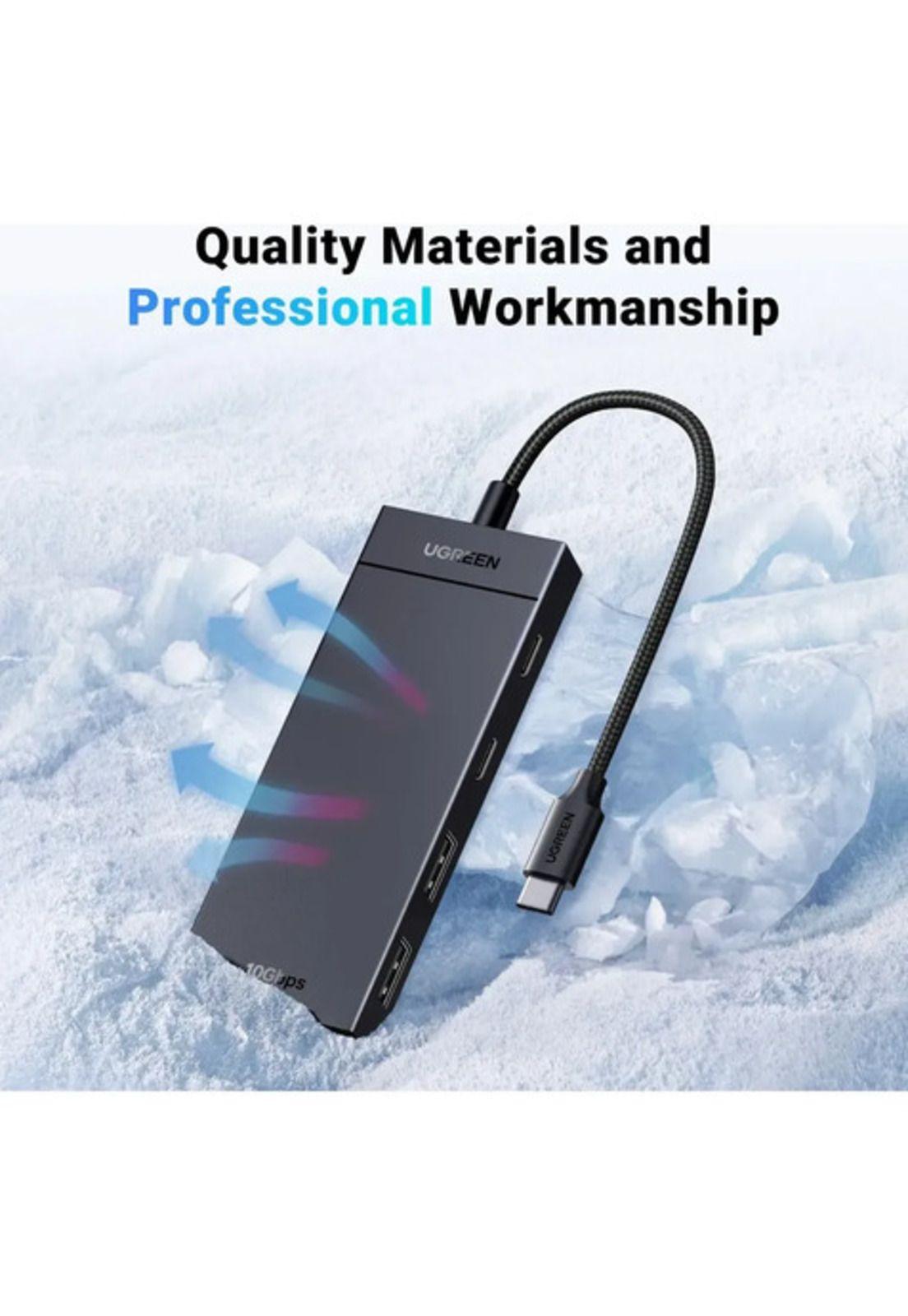 Adaptador Hub Usb C Ugreen Cm806 4 Puertos 10gbps Usb 3.2 Negro-3