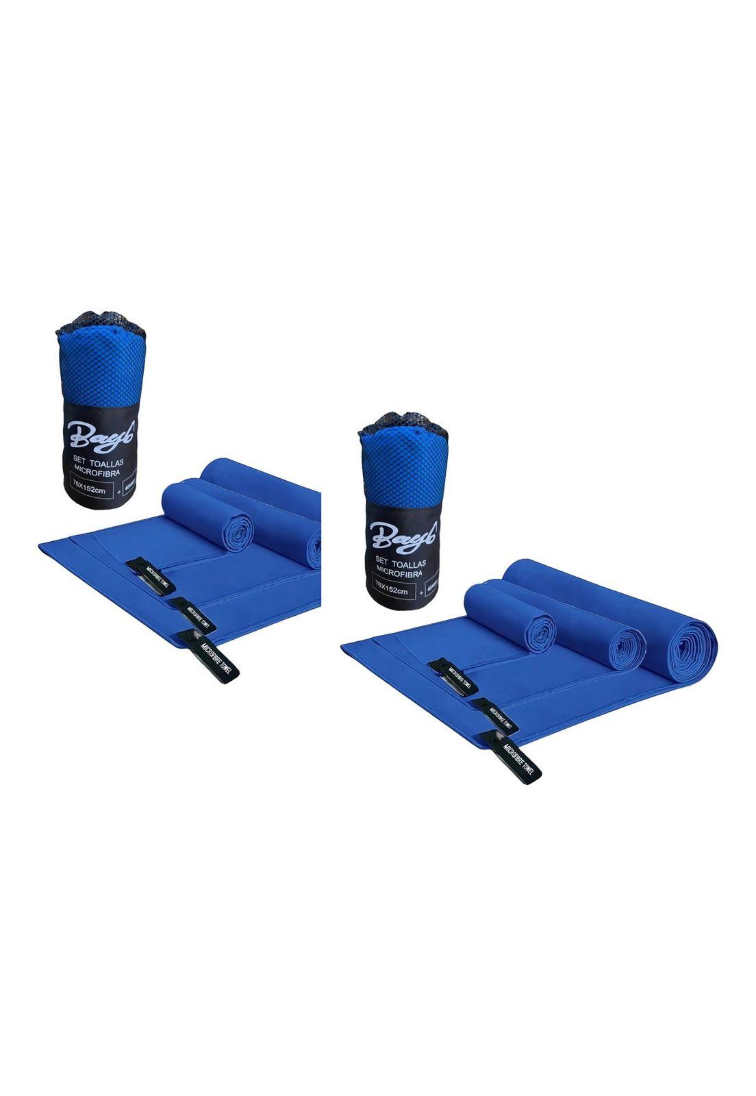 Pack 6 Toallas Microfibra Secado Rápido Viaje Gym Azul-0