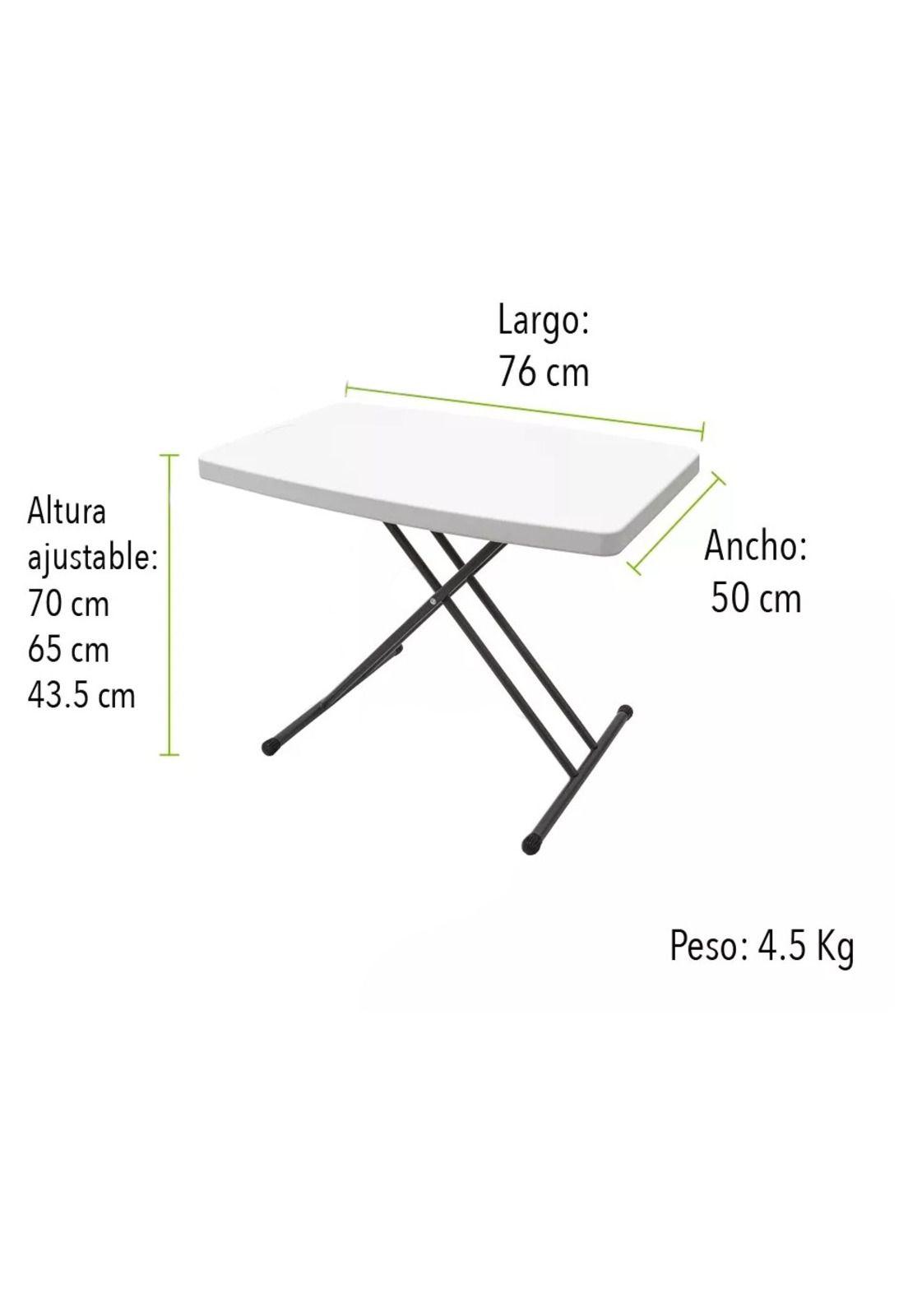 Mesa Multifuncional Plegable 76 X 50 Altura Ajustable Blanca-3