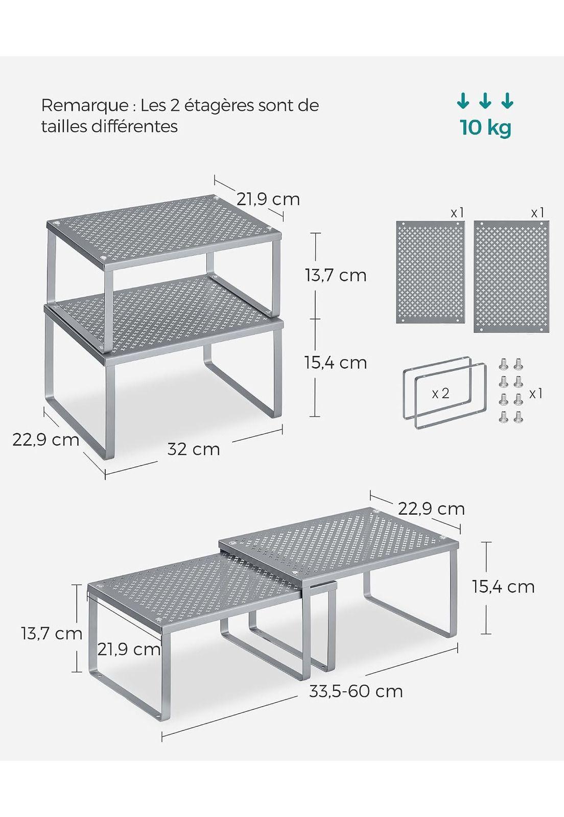 Set 2 Organizadores De Especias Songmics Apilables Metal-5