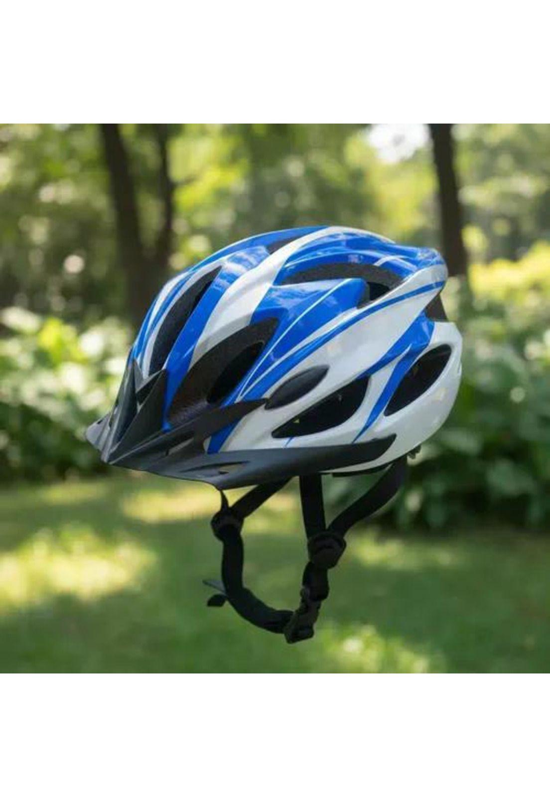 Kit Ciclista Casco Mtb Azul + Guantes Gel Dedos Cortos Azul L-3
