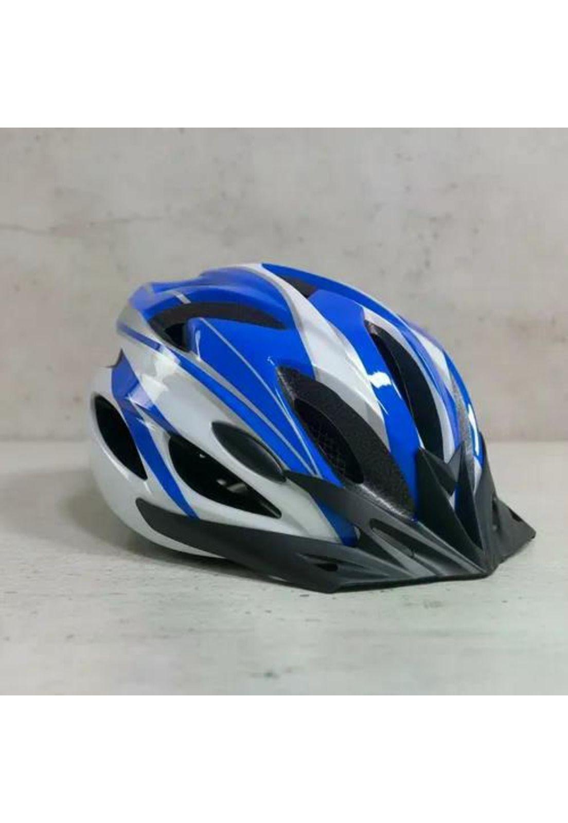Kit Ciclista Casco Mtb Azul + Guantes Gel Dedos Cortos Azul L-4