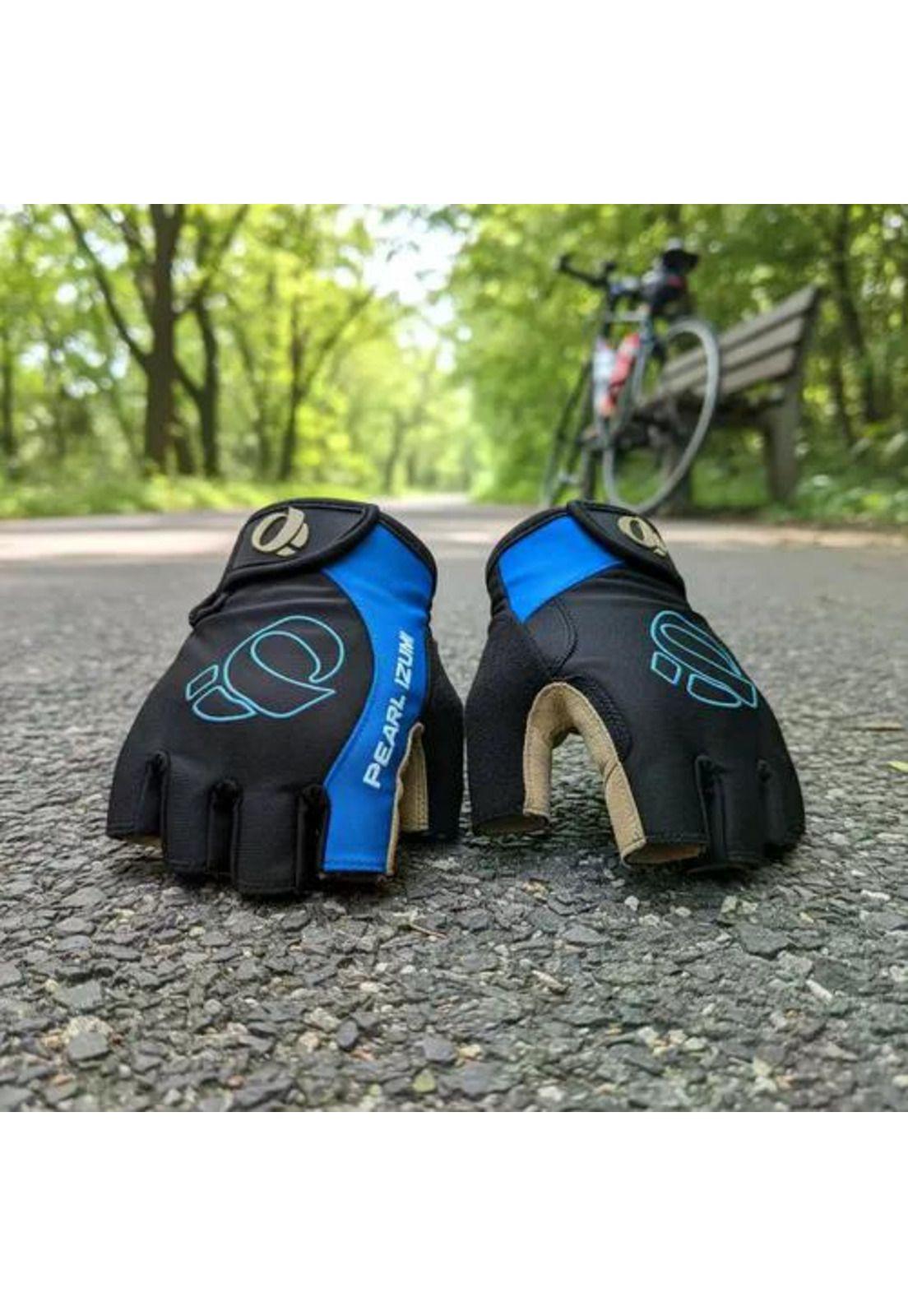 Kit Ciclista Casco Mtb Azul + Guantes Gel Dedos Cortos Azul L-5