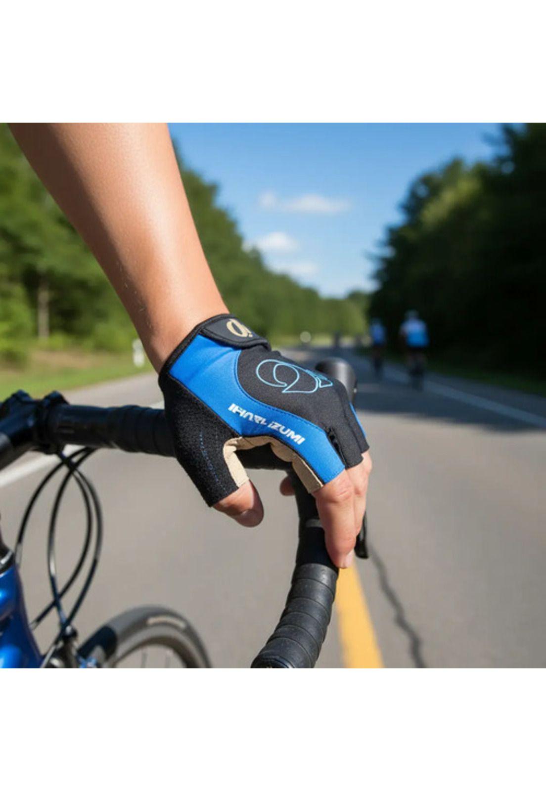 Kit Ciclista Casco Mtb Azul + Guantes Gel Dedos Cortos Azul L-6