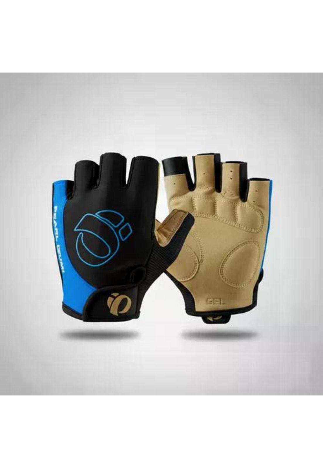 Kit Ciclista Casco Mtb Azul + Guantes Gel Dedos Cortos Azul L-7