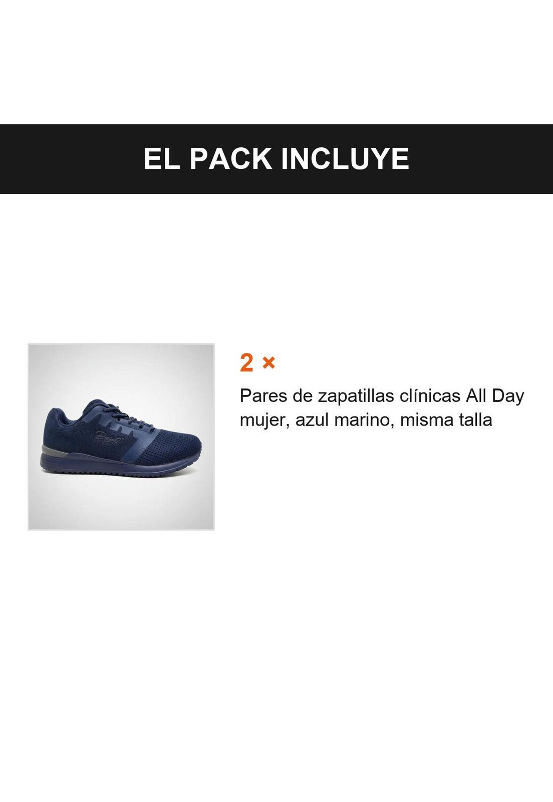 Pack 2 Pares Zapatillas Clínicas Mujer All Day Azul Marino Azul Marino 37-5