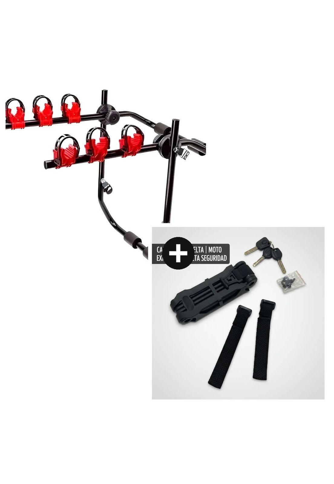 Kit Porta Bicicletas 3 Soportes + Candado Expansible Negro-0