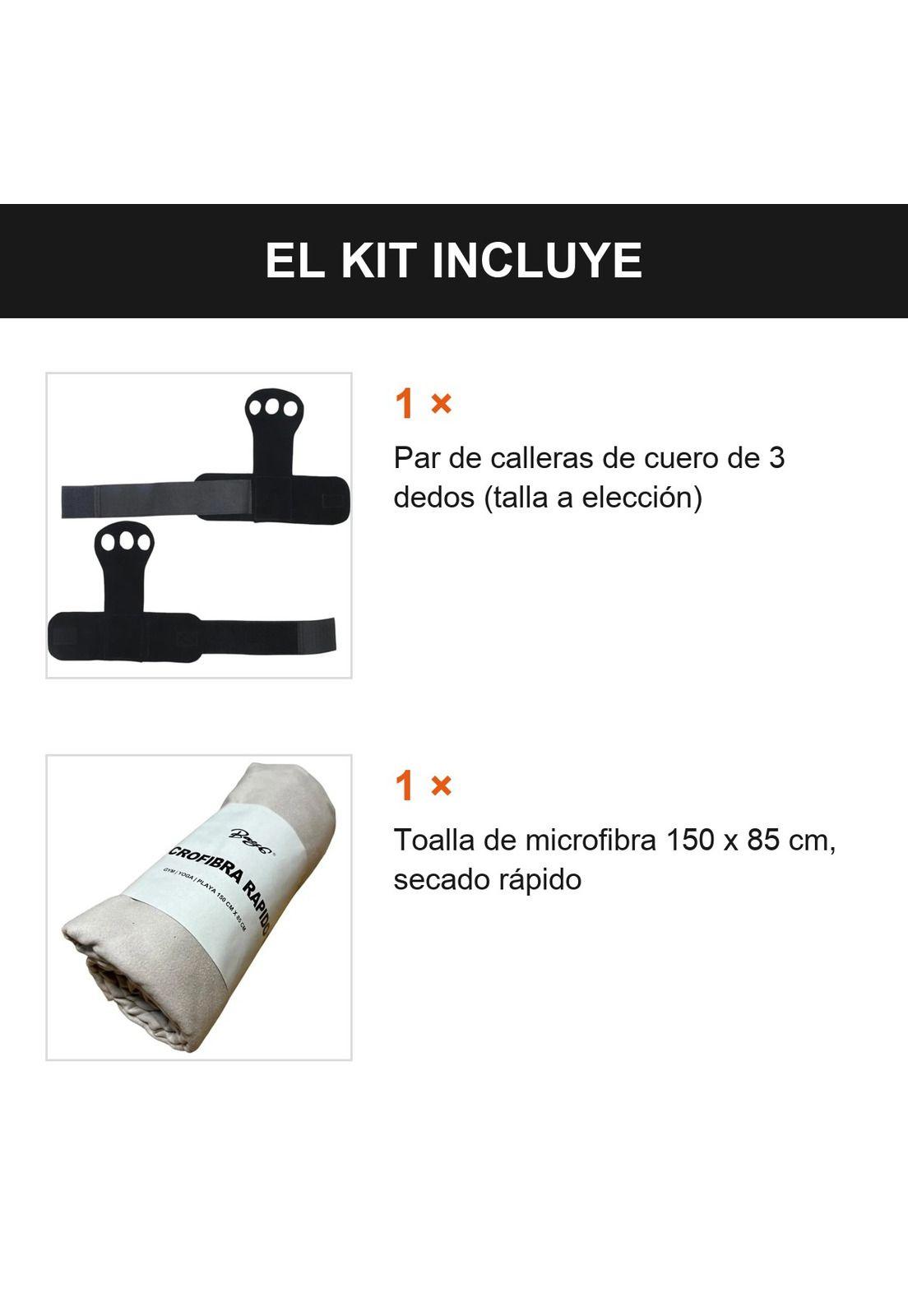 Kit Crossfit Calleras De Cuero 3 Dedos + Toalla Microfibra Negro Liso Xl-1