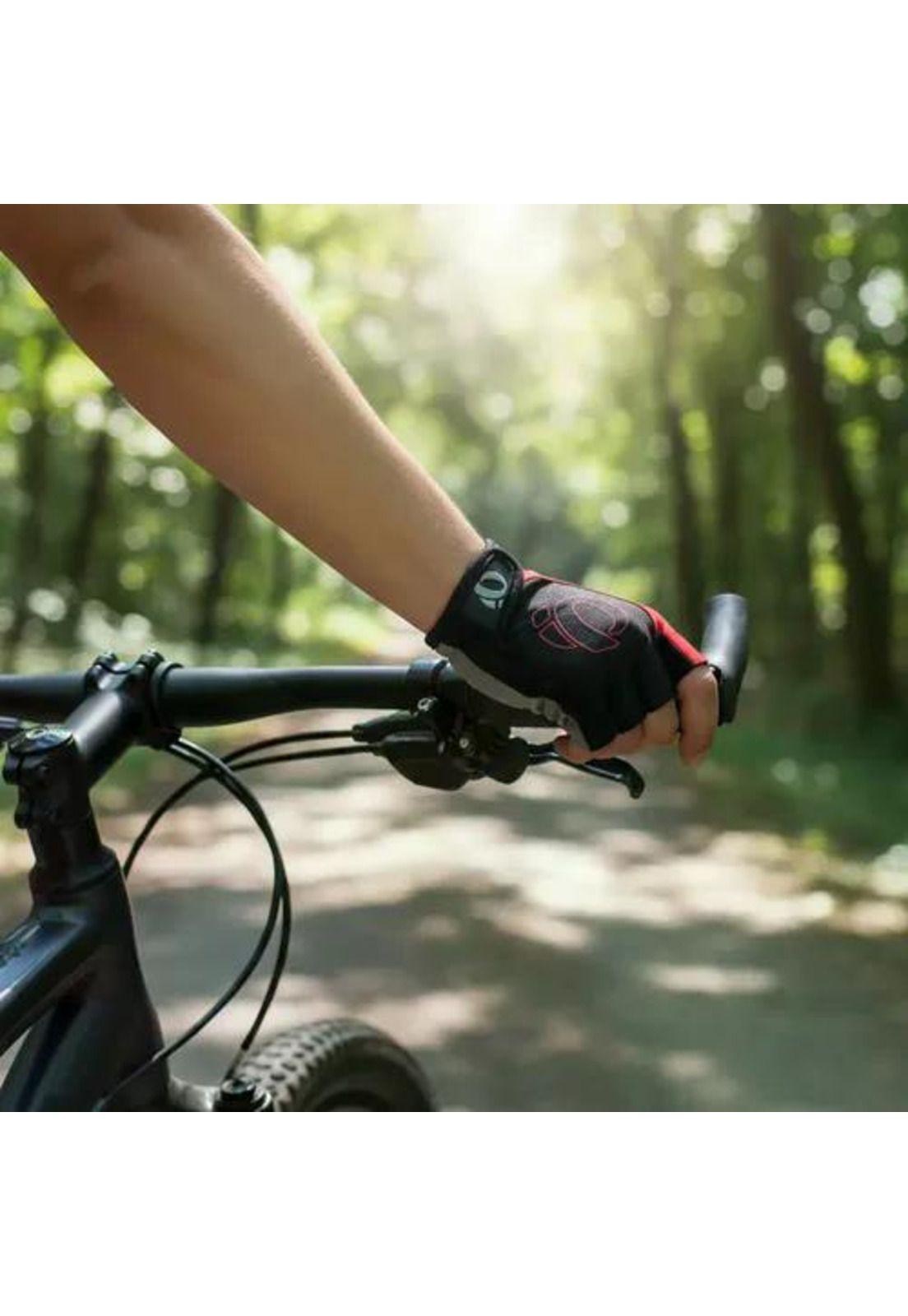 Kit Ciclista Casco Mtb Tipo Carbono + Guantes Gel Rojos Rojo M-7