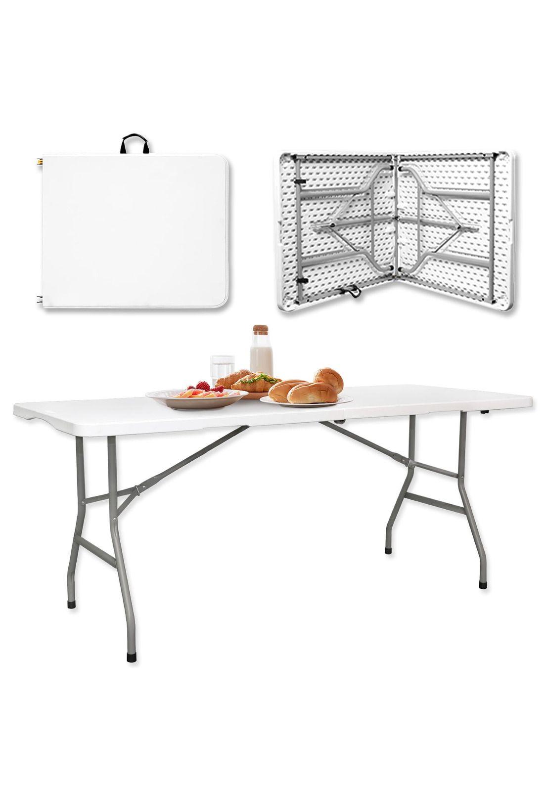 Mesa Plegable 180 Cm Maleta Camping Y Picnic Color Blanco-1