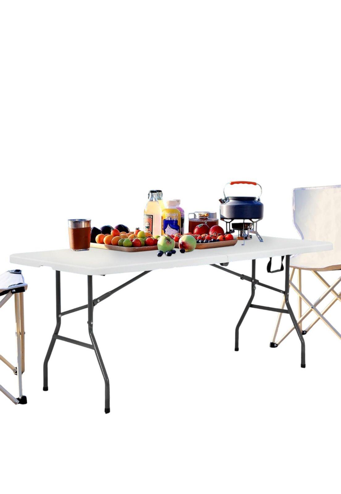 Mesa Plegable 180 Cm Maleta Camping Y Picnic Color Blanco-3