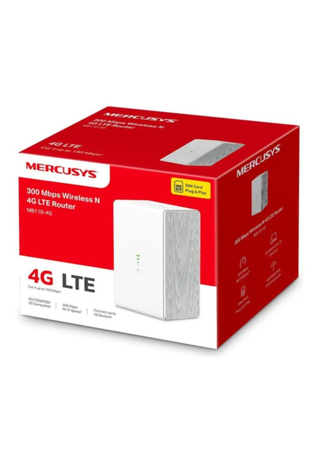 Modem Sim 4g Lte Y Router Wifi 300mbps / Mercusys Mb110-4g Color Blanco-2