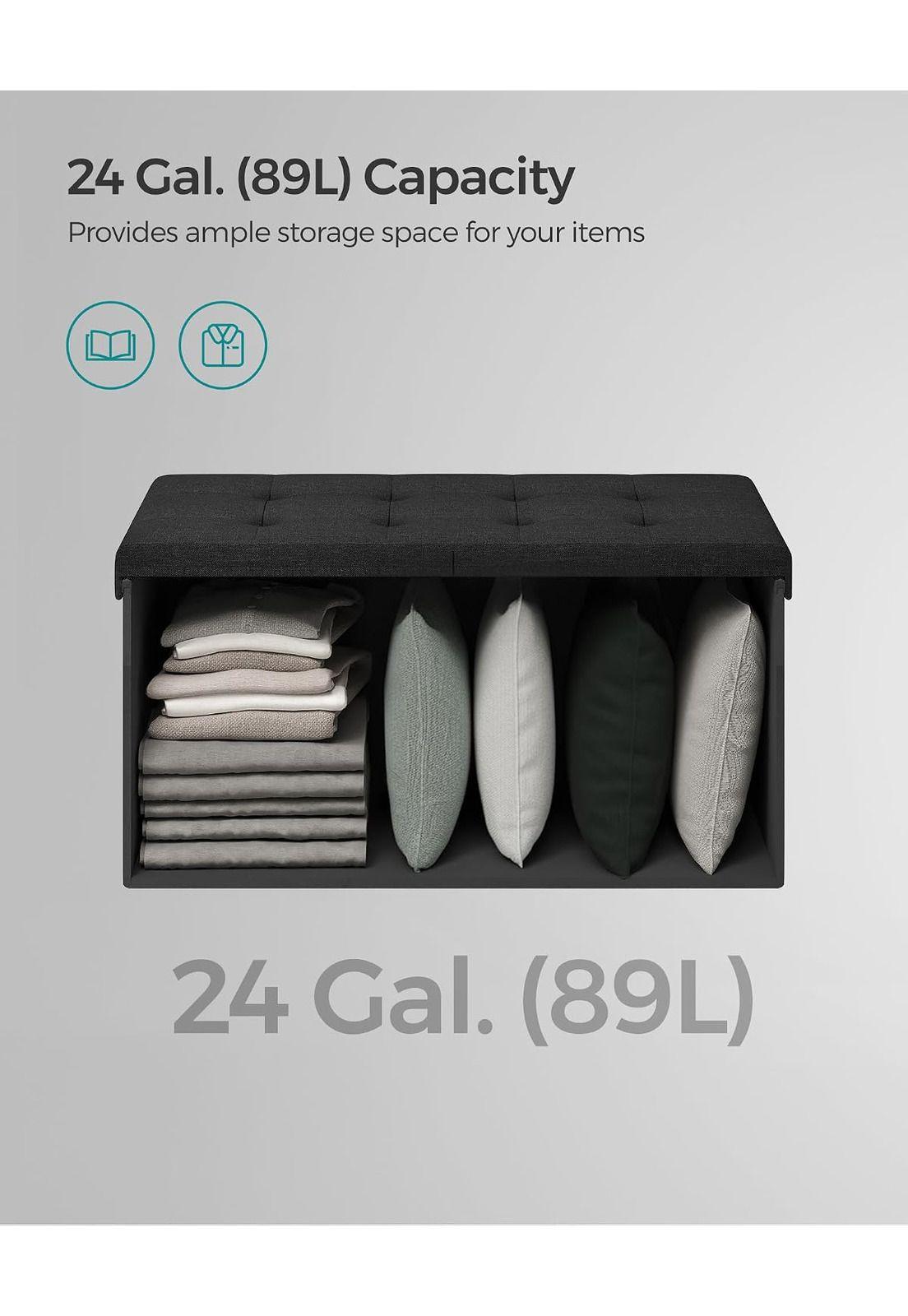 Puff Rectangular SONGMICS Con Baúl De Almacenaje Y Tapa-4