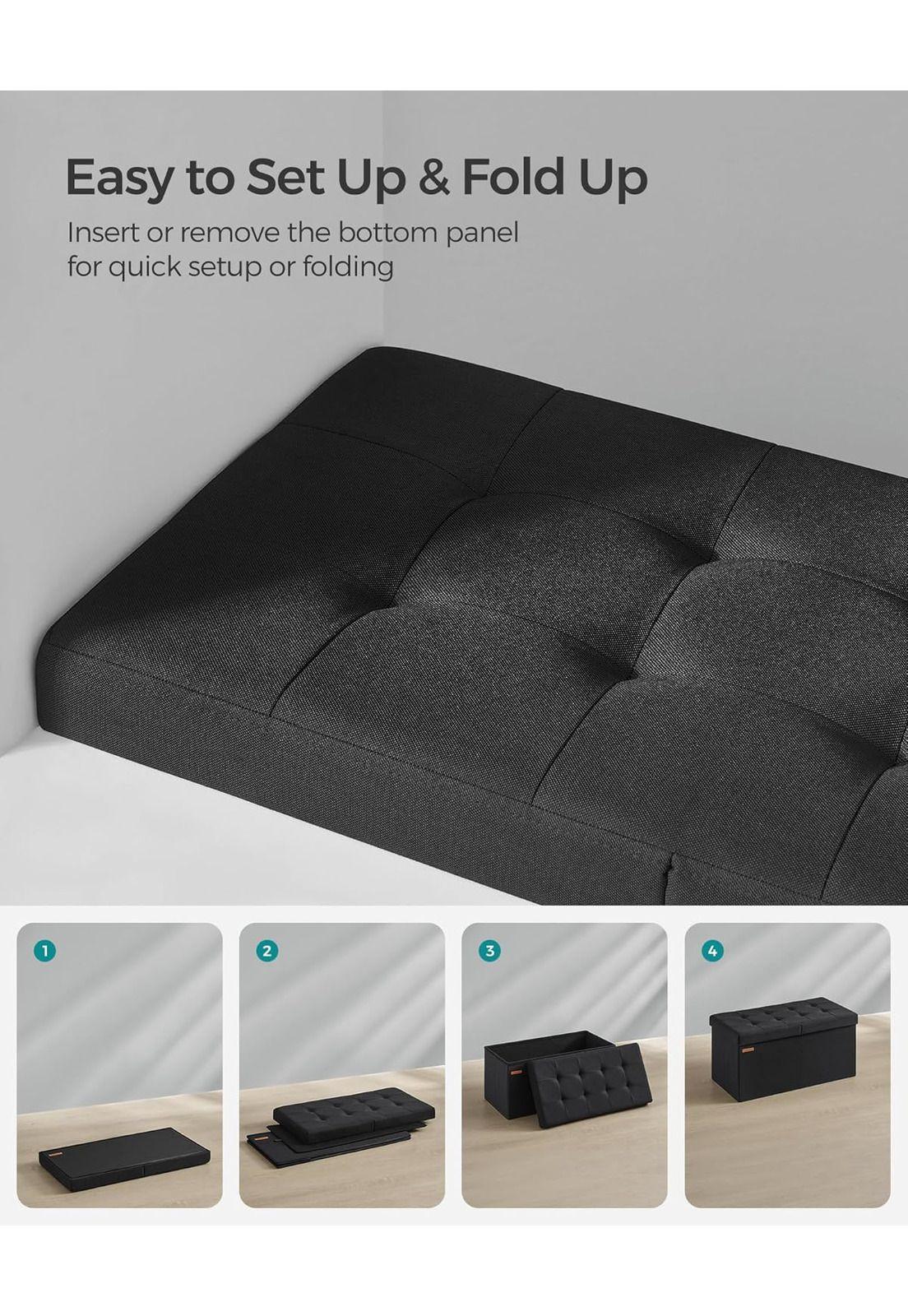 Puff Rectangular SONGMICS Con Baúl De Almacenaje Y Tapa-5