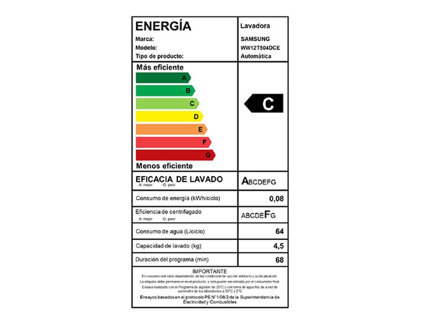 Lavadora Samsung 12.5 Kg Carga Frontal WW12T504DCEZS-7