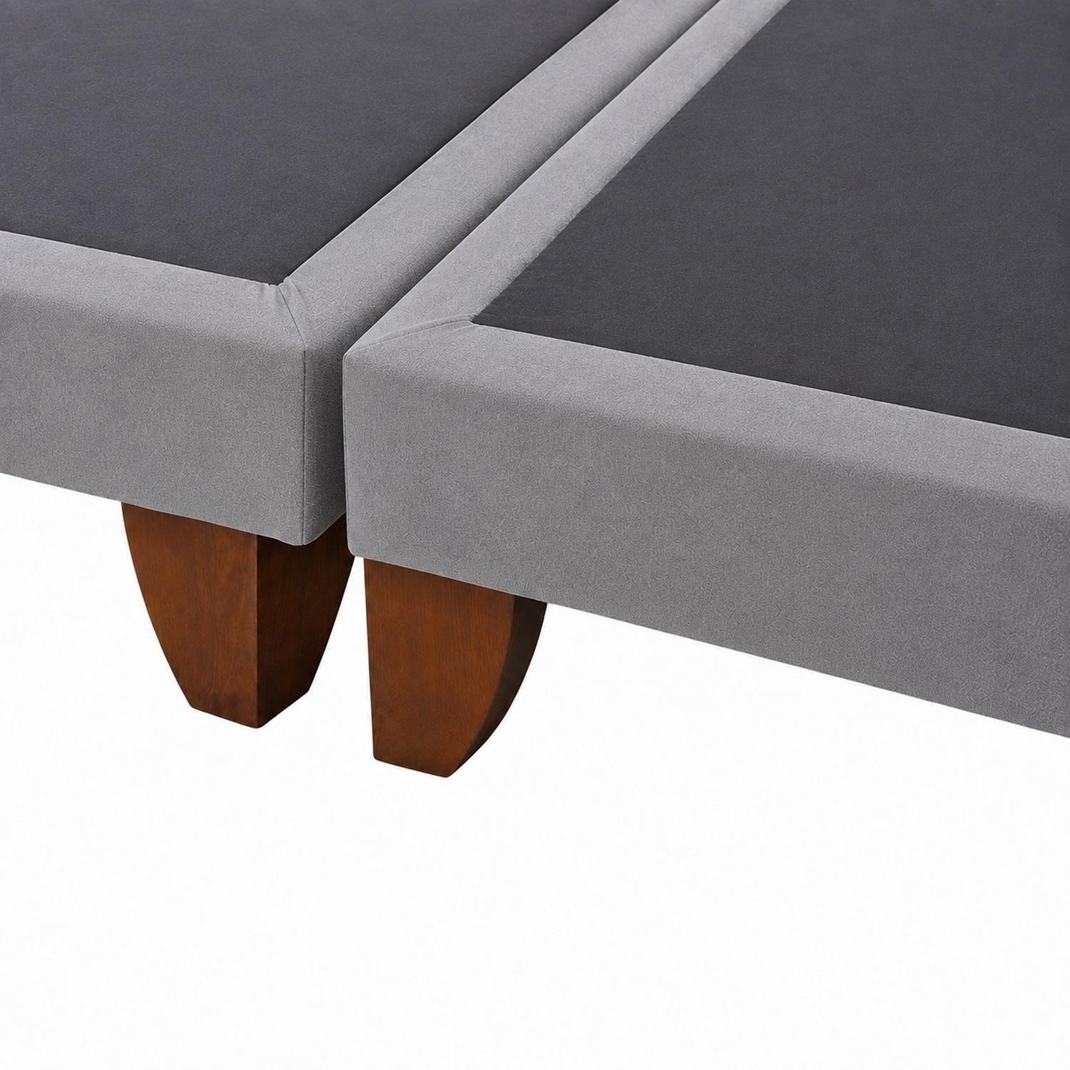 Base De Cama Europea 2 Plazas Dividida 190 Cm Largo - Gris Plata-2