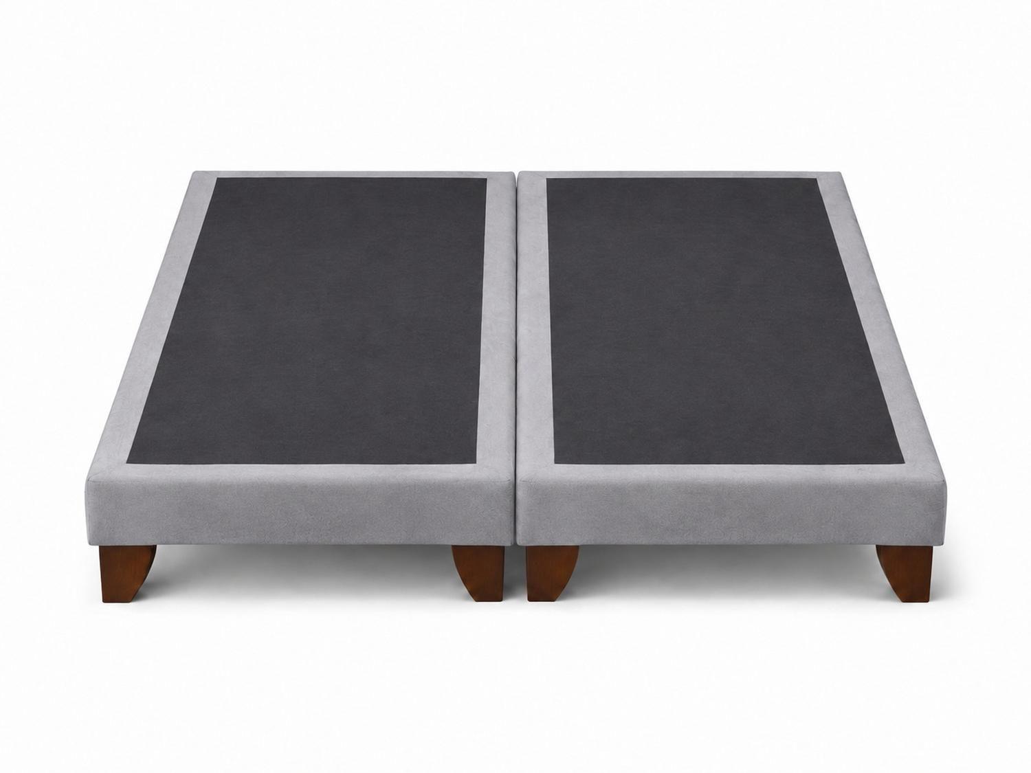 Base De Cama Europea 2 Plazas Dividida 190 Cm Largo - Gris Plata-3