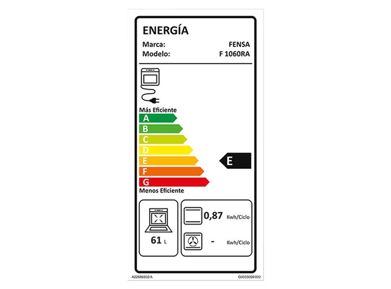 Horno Empotrable Eléctrico Fensa Fhe 1060 66 Lts-6