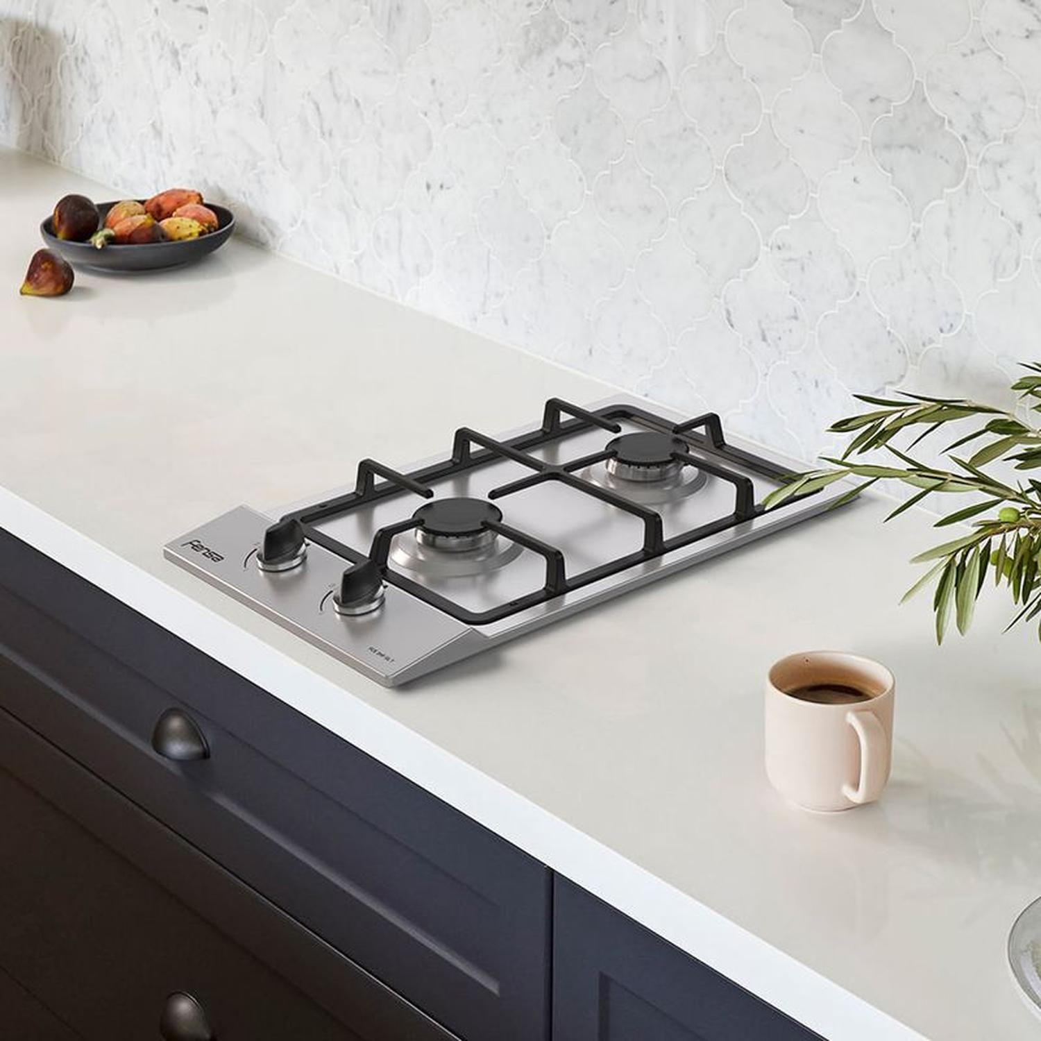 Encimera a Gas Fensa 2 Platos FCE 2HF GL T Inox-3