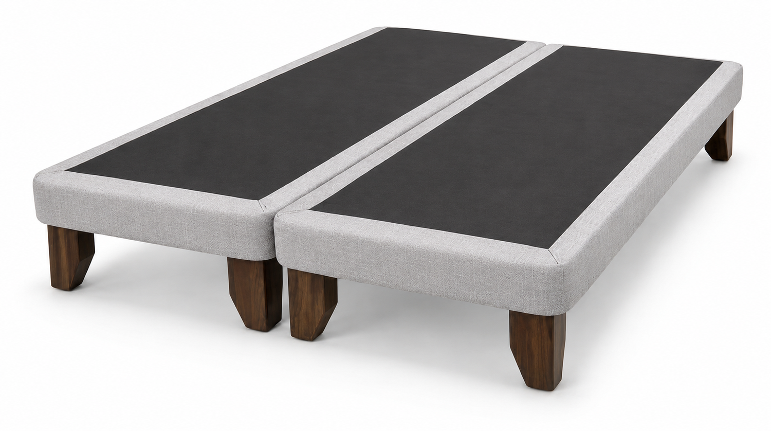 Base De Cama Europea 2 Plazas Base Dividida 200 cm Gris Claro-2