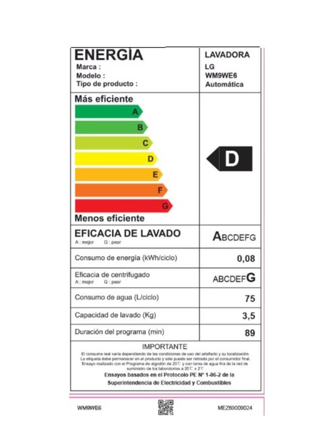 Lavadora Automática LG Frontal 9 Kg Wm9We6.Abwpe-5