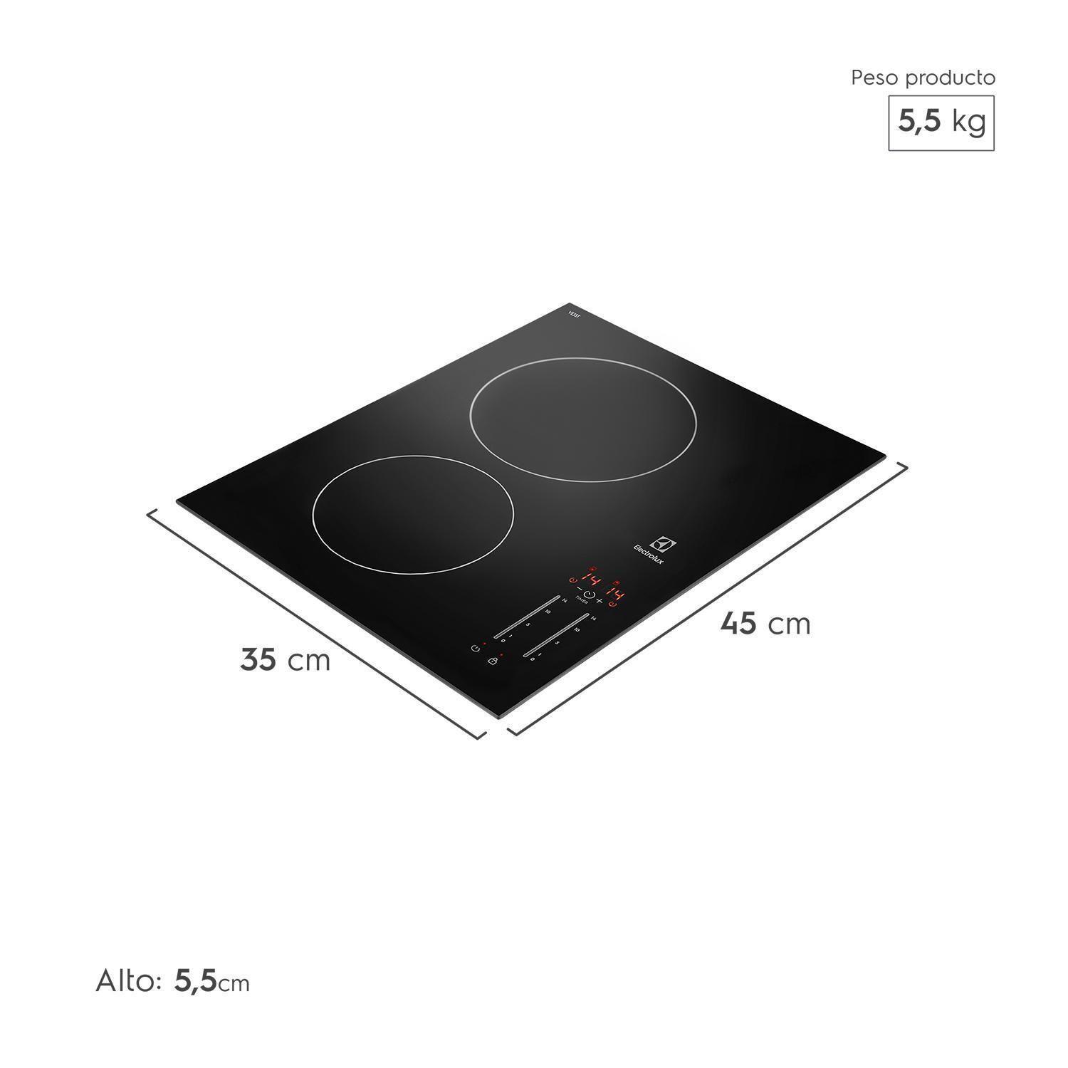 Encimera Vitrocerámica 2 Platos Electrolux Negro VE3ST-3