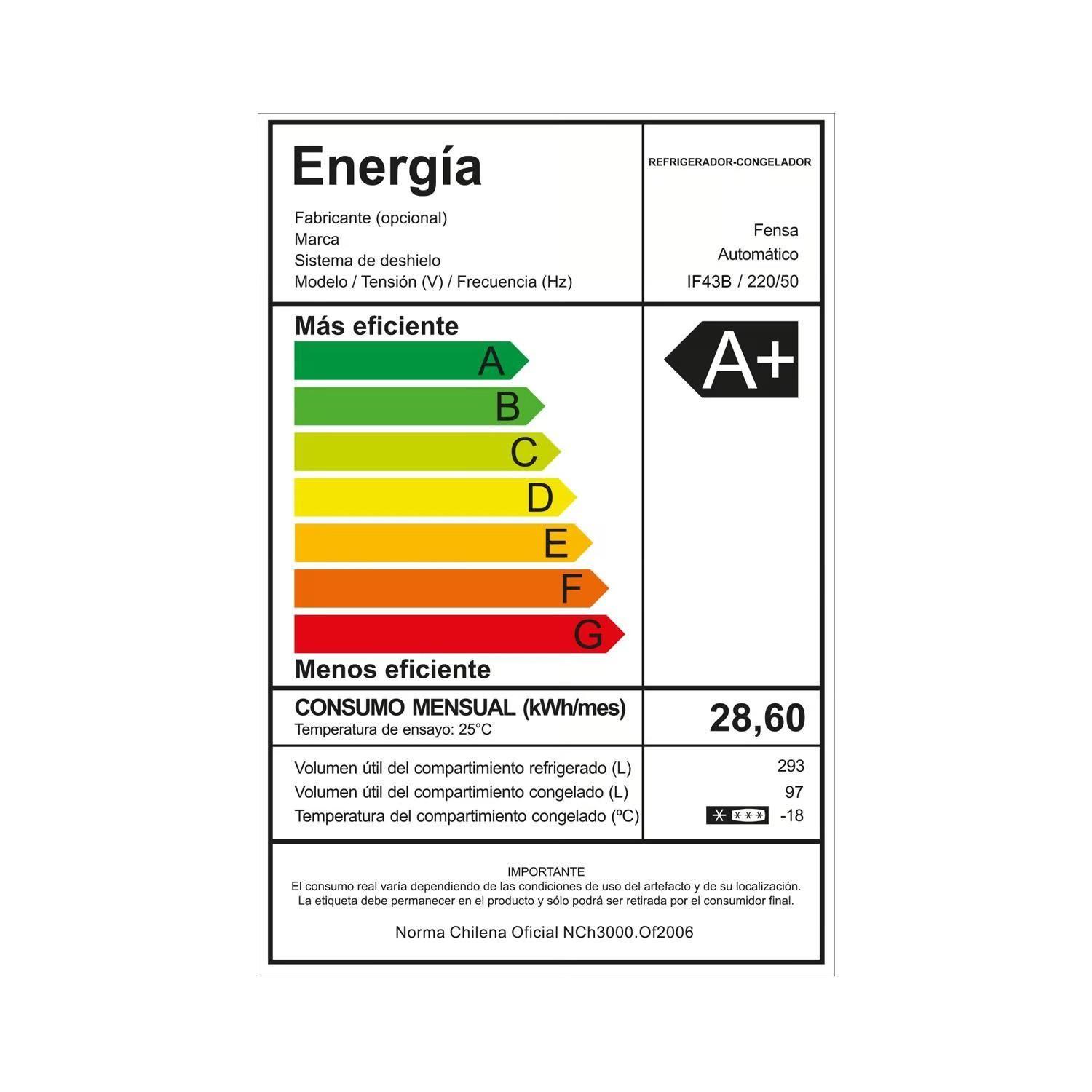 Refrigerador Fensa Top Freezer No Frost 390 Litros Negro IF43B-7