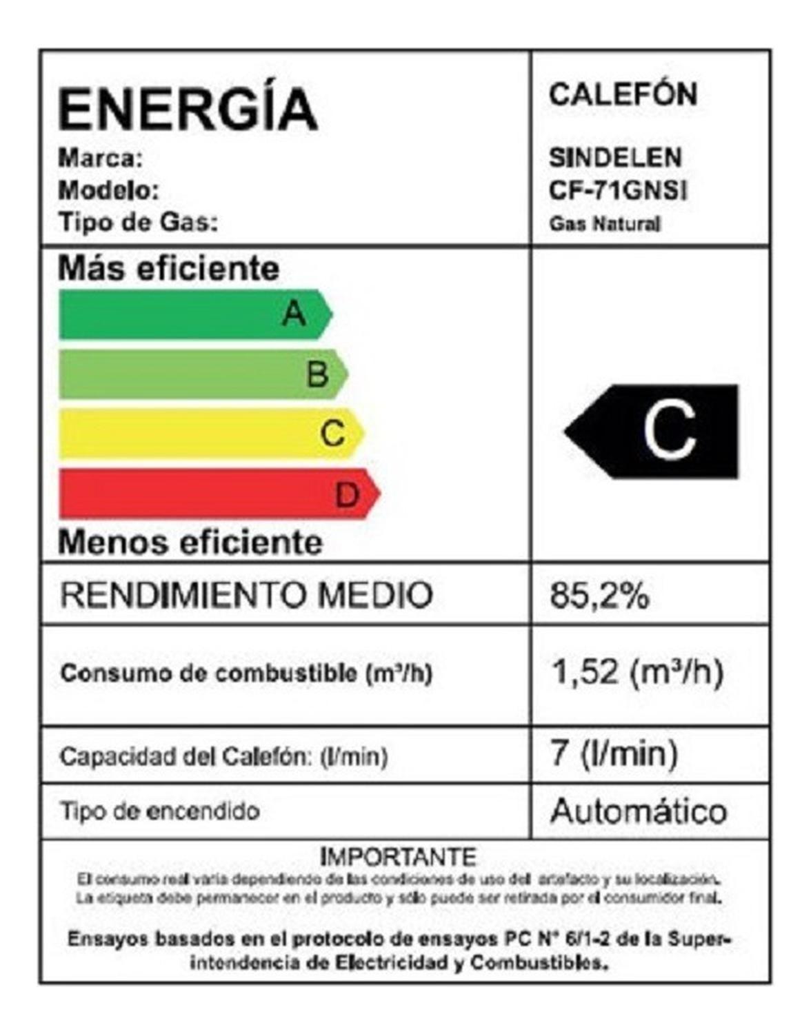 Calefont A Gas Natural Sindelen 7 Litros Cf-71gnsi-2