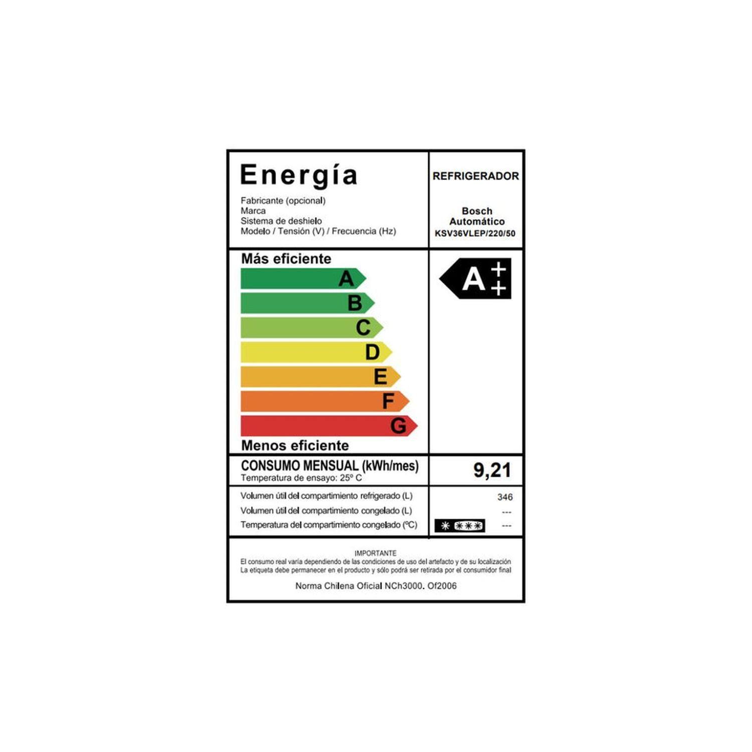 Refrigerador Bosch 346 Lt Serie 4 KSV36VLEP-7