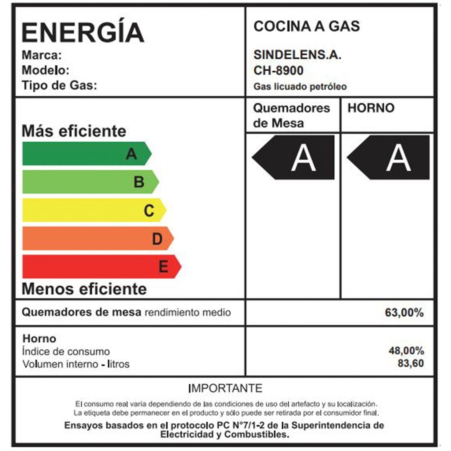 Cocina 5 Quemadores Sindelen Ch-8900In Gas Licuado-5