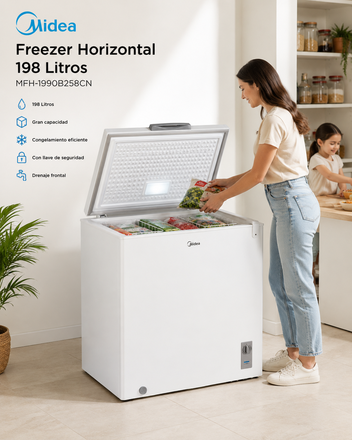 Freezer Midea horizontal 198 litros Mfh-1990b258cn-4